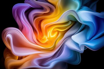 Aufkleber - Abstract liquid wave vibrant gradients flows on black blackground colorful smooth fluid wave art