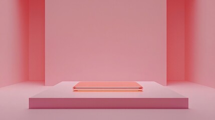 Aufkleber - Elegant pink product display podium for cosmetic presentation in minimalist studio setup with soft lighting and modern aesthetic