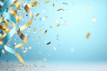 Aufkleber - Elegant celebration background with sparkling golden confetti ribbons for special occasion joyful mood
