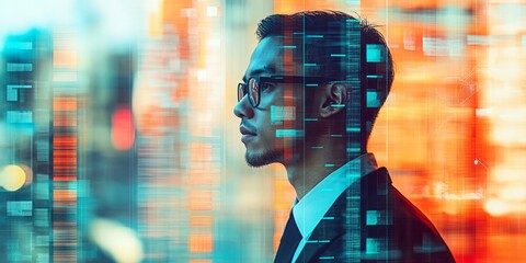 A man gazes into the future of technology and data