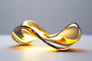 Aufkleber - Amber Fluid Art Glass Sculpture Abstract Shape Luminous Glow Smooth Surface Modern Design Creative Interior Design Object