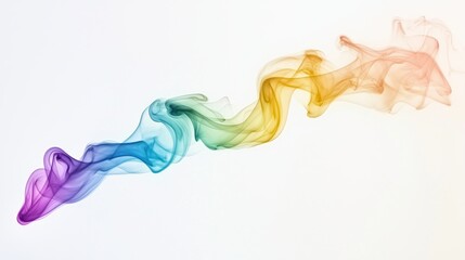 Fototapete - Ethereal rainbow smoke art on a white background creating a mesmerizing abstract design with flowing lines and vibrant color gradient