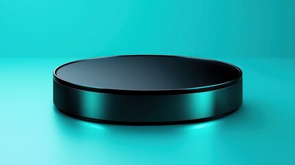 Poster - Sleek Round Platform in Teal Studio Setting Perfect for Product Display and Modern Presentation with Smooth Surface and Clean Lines