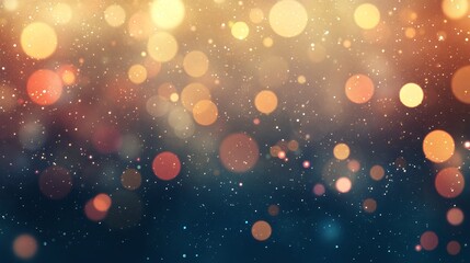 Wall Mural - Glowing Particles and Lights in Dark Blue and Orange Background