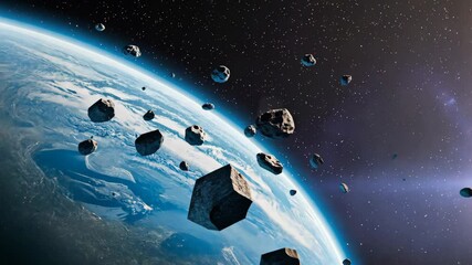 Wall Mural - explore the vastness of space with asteroids orbiting earth in a stunning cosmic journey
