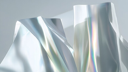 Wall Mural - white vase containing a smaller silver vase on a wooden table with natural lighting and soft shadows