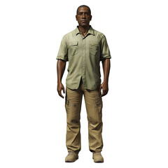 realistic 3d render of a man in khaki