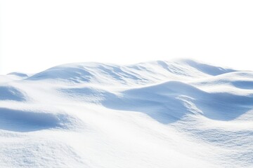 Wall Mural - pristine snow texture with gentle ripples and shadows creating an abstract winter landscape, isolated on pure white background