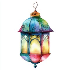 Wall Mural - Colorful Watercolor Lantern with Ornate Details