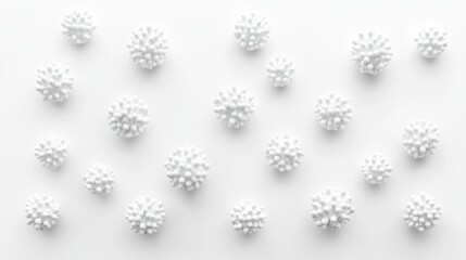 Wall Mural - futuristic 3d rendering of white atoms on white background – abstract molecular structure, science a
