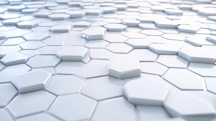 Wall Mural - futuristic science and technology background with blue hexagonal pattern on white, abstract digital 