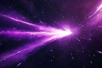 Wall Mural - sleek violet light arrow slicing through a pitch-black expanse, faint comet trails glowing, mirrored