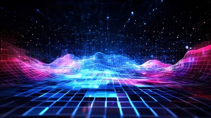 Wall Mural - dynamic visualization of technological particles in motion