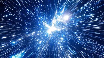 Wall Mural - experience a mesmerizing cosmic event where bright blue rays burst from a central light source, crea