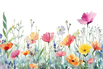 Poster - Vibrant watercolor wildflower meadow