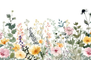 Poster - Colorful watercolor wildflower garden