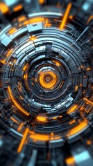 Wall Mural - glowing circular tech tunnel