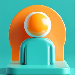 Aufkleber - Abstract Avatar: 3D Render of Geometric Shapes in Orange and Teal for Iconography and Branding