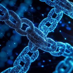 Poster - Digital Blockchain: Interconnected Nodes Representing Security and Distributed Ledger Technology in a Futuristic Blue Glow.