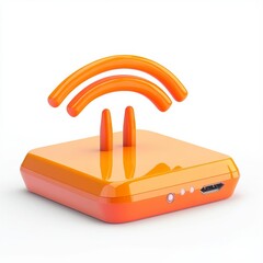 Poster - Orange Wireless Router with Antenna: Modern Connectivity for Home Network with HDMI Port for Seamless Internet Access