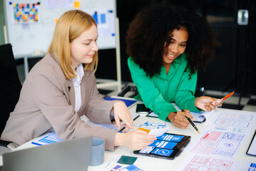Wall Mural - business team people meeting in office. employee brainstorm and work as team, plan and discuss proje
