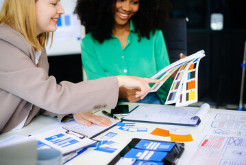 Wall Mural - business team people meeting in office. employee brainstorm and work as team, plan and discuss proje