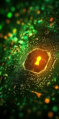 Wall Mural - abstract cybersecurity concept with keyhole and digital circuitry design