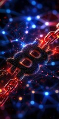 Wall Mural - abstract blockchain and cryptocurrency illustration with colorful lights