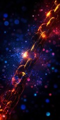 Wall Mural - futuristic blockchain chain link with abstract glowing effects and colors