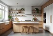 © Eliane - Discover Scandinavian Simplicity: A Contemporary Kitchen with Birch Wood, Soft White Tones, and Scandinavian Wall Art for a Serene and Stylish Space.