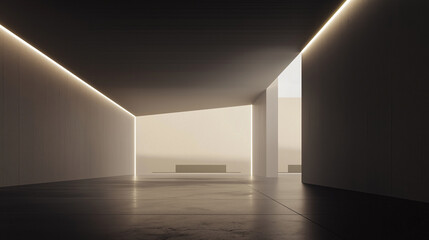 Poster - minimalist interior with sleek lines and soft lighting creates serene atmosphere