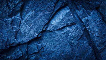 Poster - textured cracked blue rock surface with deep crevices and sharp edges, ideal for backgrounds, digital art, and design projects

