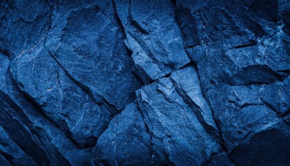 Poster - textured cracked blue rock surface with deep crevices and sharp edges, ideal for backgrounds, digital art, and design projects

