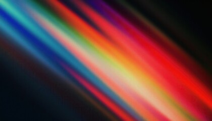 Poster - diagonal spectrum light streaks on black background, vibrant abstract gradient with smooth blur for digital art, background
