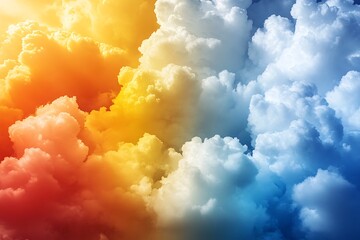 Wall Mural - Vibrant clouds in a gradient of warm and cool colors, creating a stunning sky backdrop