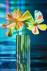 Wall Mural - Colorful Flowers in a Glass Vase