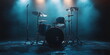 © imam - A drum set on stage illuminated by spotlights