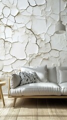 Wall Mural - Modern Living Room with Cracked Wall Decor