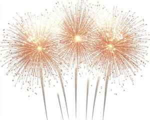 Poster - Beautiful Fireworks Display on White Background