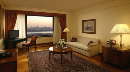 Canvas Print - Luxury Hotel Room with City View