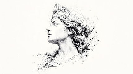 Wall Mural - pencil sketch of Athena - Goddess of wisdom, war, and crafts