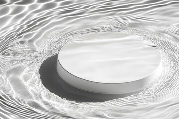 Wall Mural - Abstract White Circle Platform on Rippled Water