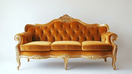 Canvas Print - Luxury Gold-Framed Sofa in Amber