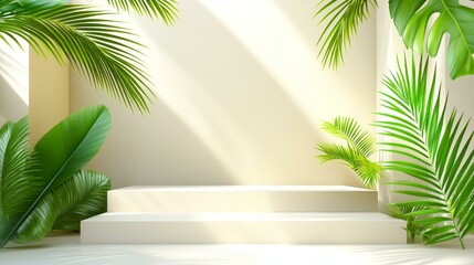 Wall Mural - Minimalist Tropical Botanical Display Podium