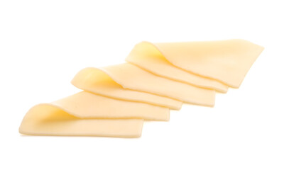 Wall Mural - delicious cheese slices on white background