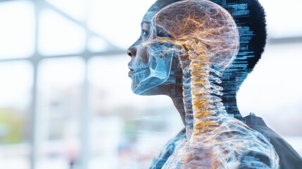 Leinwandbilder - Cyberpunk Healthcare Visualization Glitch Art X-ray of Doctor in Modern Medical Tech Setting - Innovative Digital Health Communication for Advanced Clinical Training