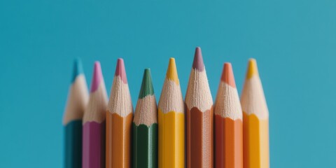 Leinwandbilder - Vibrant Colored Pencil Array on Wooden Surface Creative Education Tools for Arts and Crafts Marketing - Sustainable Design and Visual Learning Aesthetics
