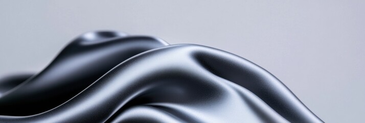 Aufkleber - Futuristic Tech Aesthetics Flowing Silver Metallic Waves on Minimalist Canvas - Dynamic Content Creation for Digital Innovation and Cybersecurity Visualization