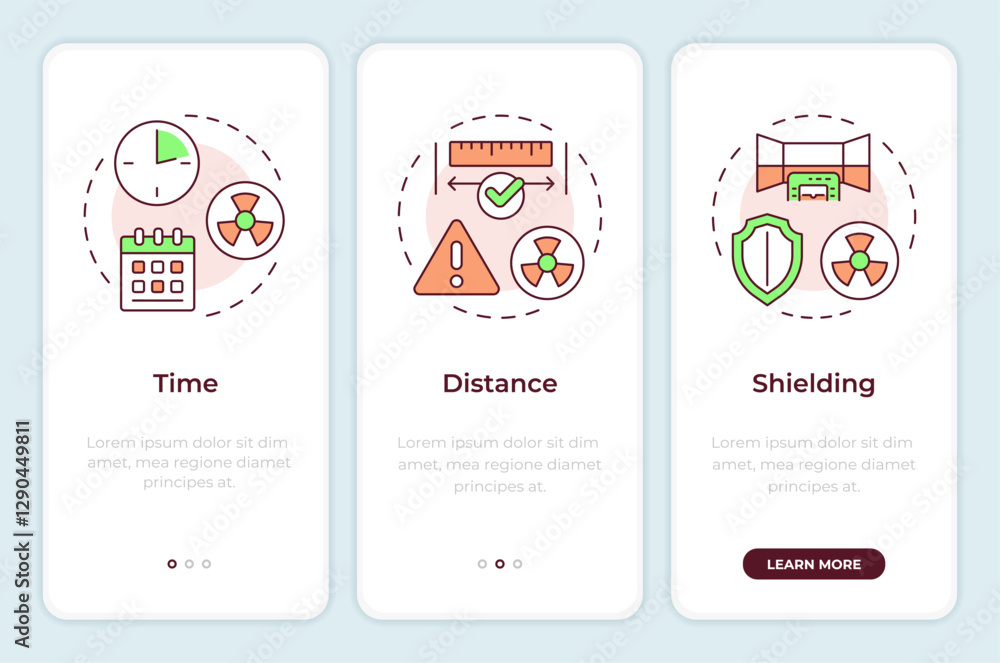 Principles of radiation exposure onboarding mobile app screen ...