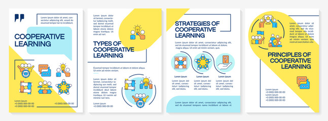 Wall Mural - cooperative learning principles blue and yellow brochure template. communication, brainstorm. leafle